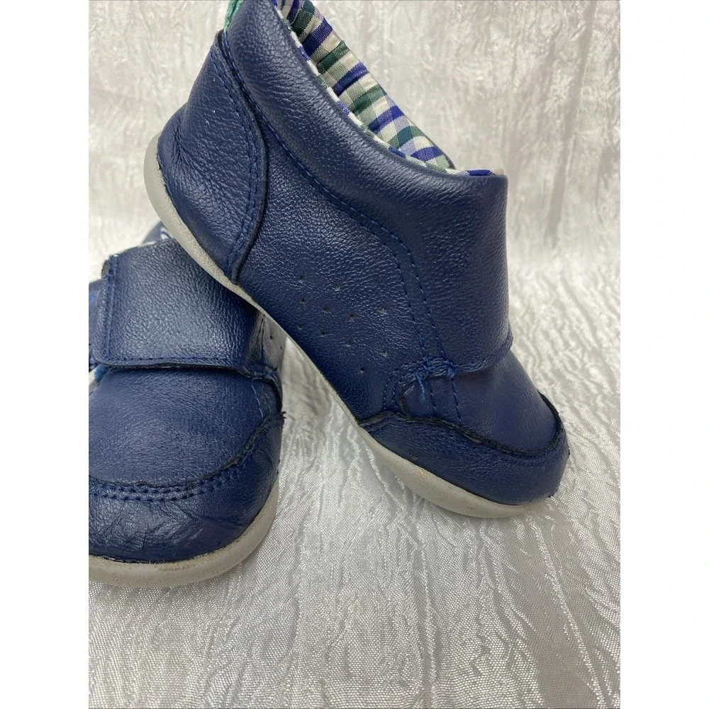 Carters Crawl Baby  Hi Top Sneaker Leather Hook & Loop Navy Size 6c flex‎ sole